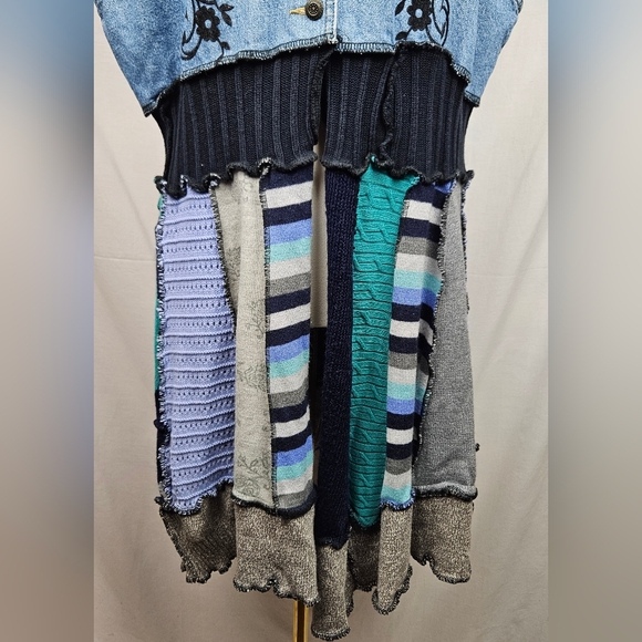 Bucura Jean Patchwork Vest Button Up No Size Western Boho Hippie Cottagecore - Picture 4 of 6